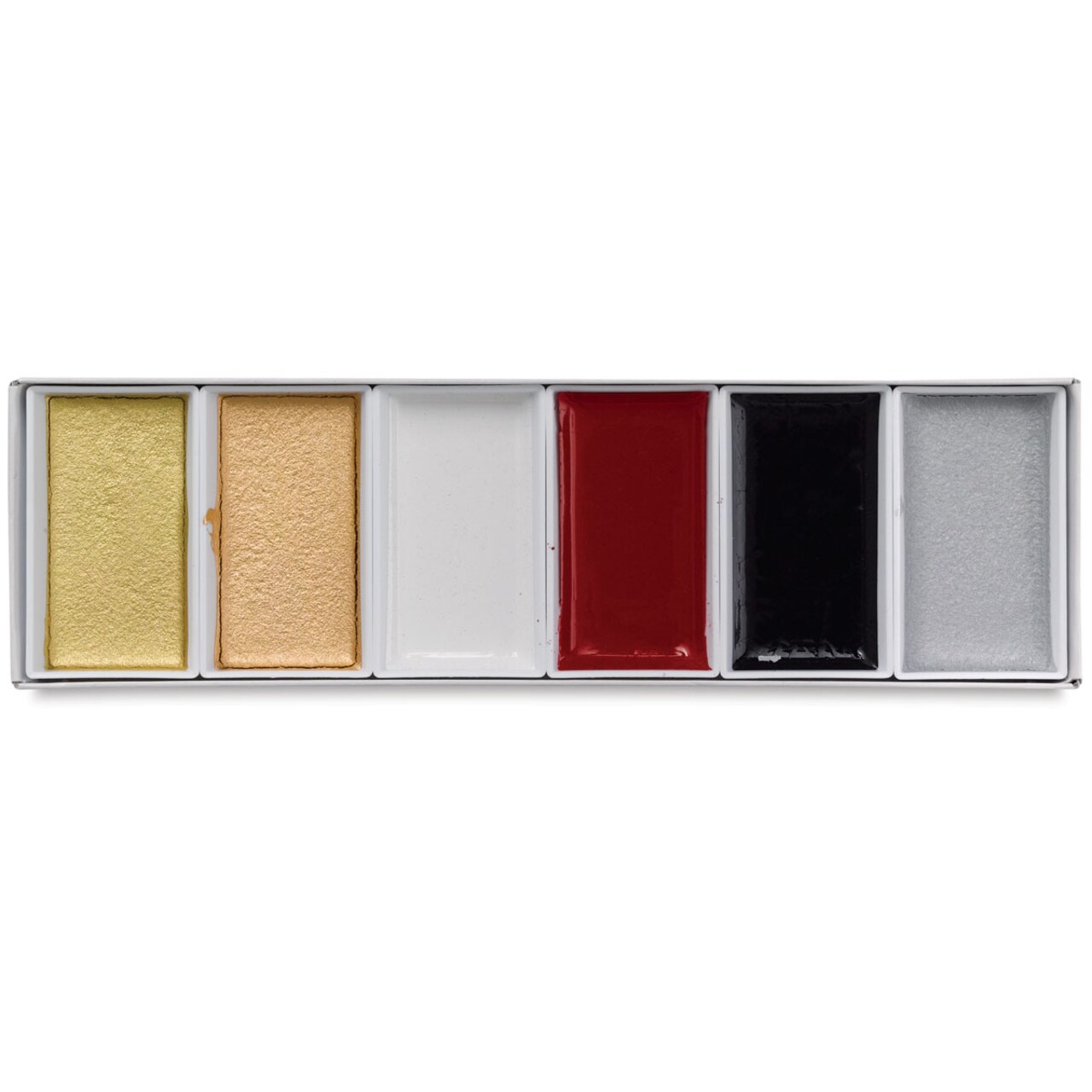 Yasutomo Traditional Japanese Watercolor Pans - Set of 6, Metallic Colors